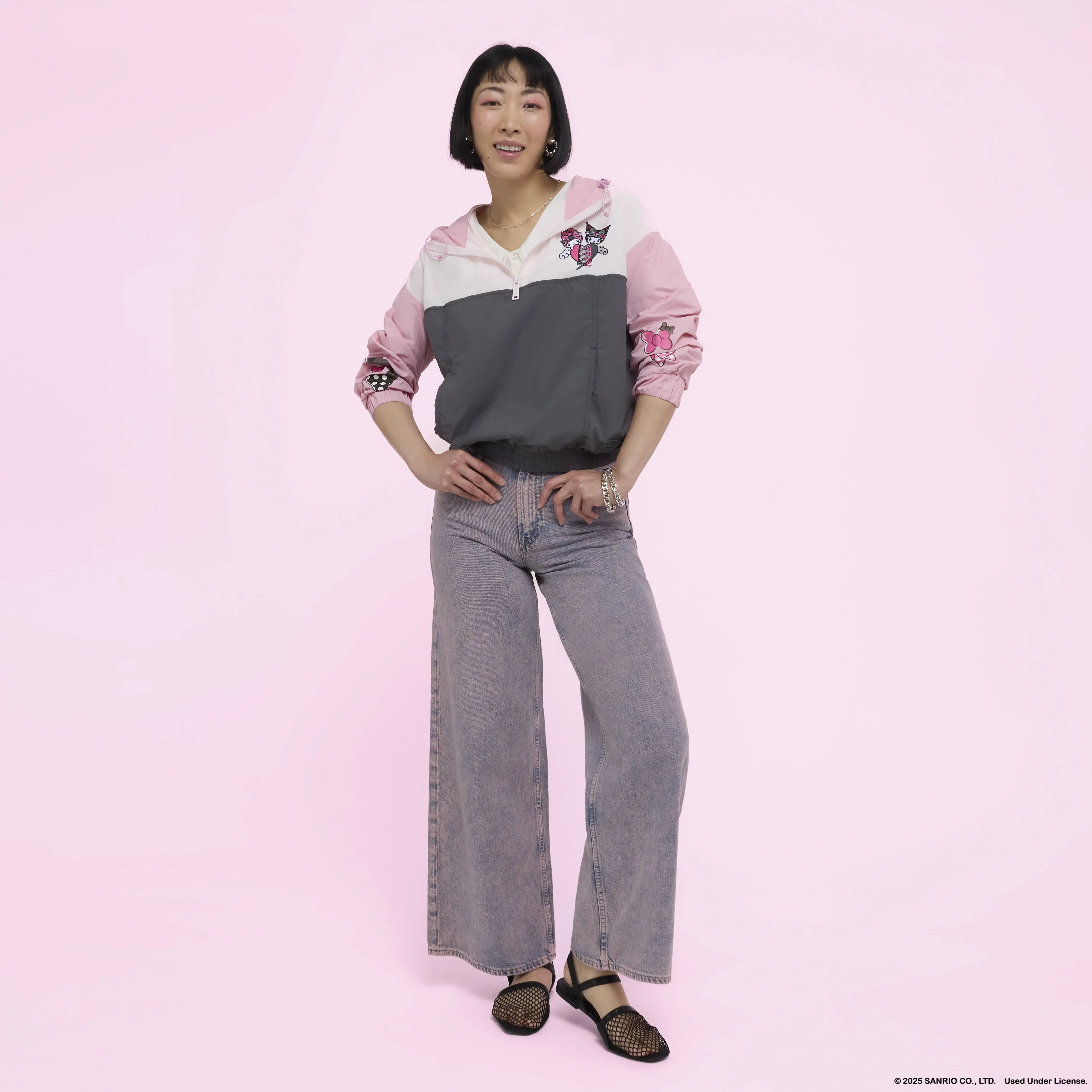 Sanrio My Melody & Kuromi Half-Zip Unisex Windbreaker Jacket - Image 2
